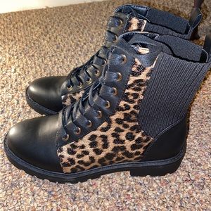 Animal Print Combat Boots